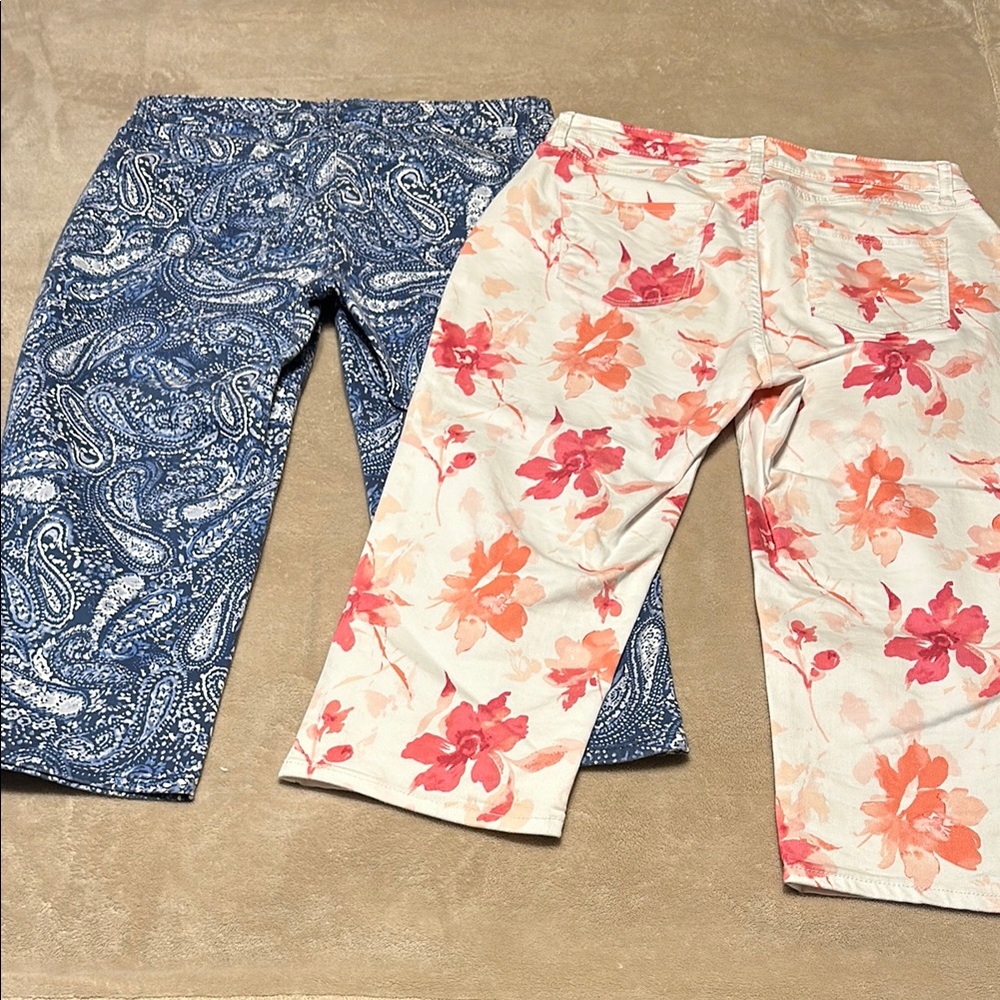 Two pair printed denim capris - Picture 3 of 5